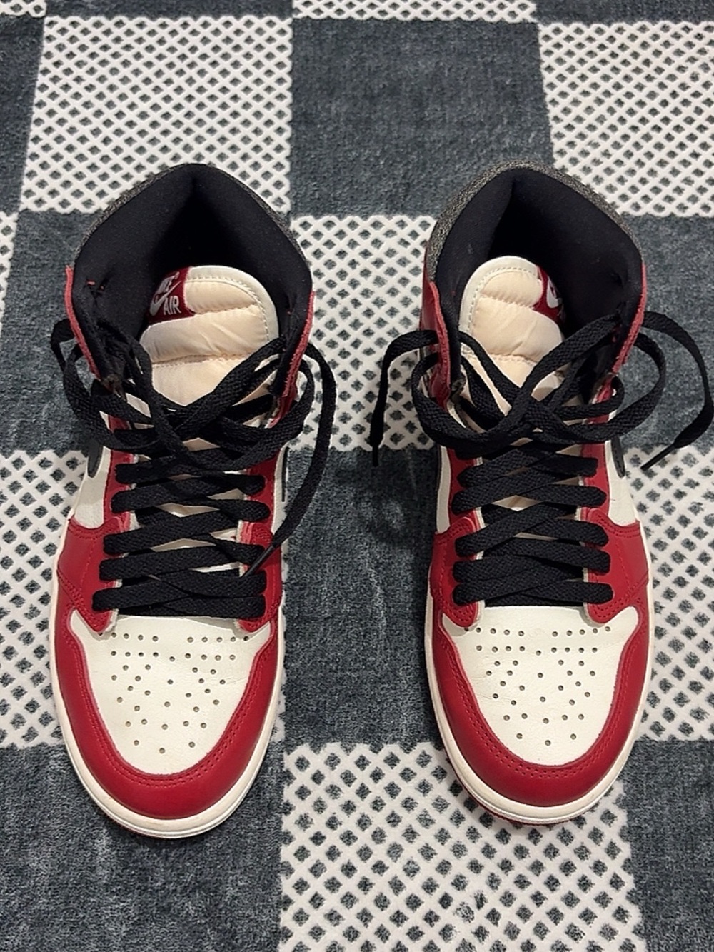 Nike High Top Sneakers in White, Red, and Black